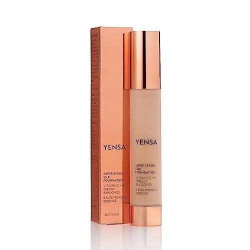 YENSA Serum Foundation Makeup - Super Silk Full Coverage Foundation Enriched with Peptides, Vitamin C & Ferulic Acid to Help Reduce Fine Lines, Wrinkles & Dark Circles - Fair 1 (1 oz)