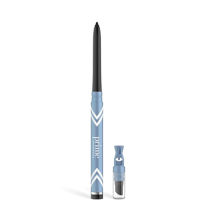 PRIME PROMETICS PrimeEyes Glide Eyeliner for Mature Women – Water-Resistant, Long-Stay and Mess-Proof – Gel Cream Texture, Discreet Sharpener and Effective Smudger (Black)
