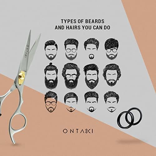 ONTAKI Hair Cutting Scissors - 6.5" Japanese Steel Hair Shears for Beard & Mustache - Hand-Forged Tool for Barbers - Men & Women - Haircut Scissors