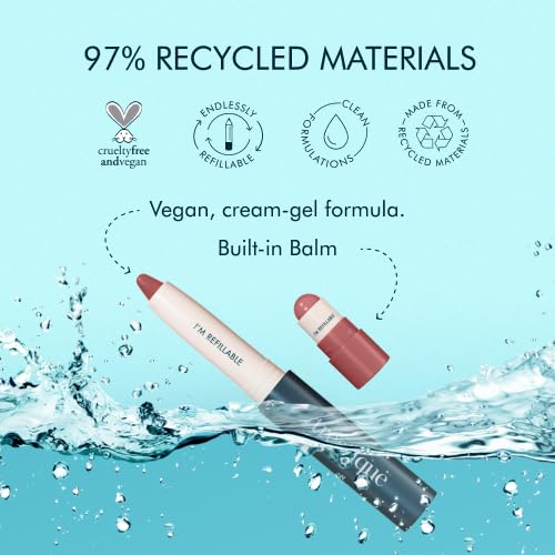 TRE'STIQUE trestique Matte Lip Crayon, Matte Lipstick With Built-in Lip Gloss Balm, 2-in-1 Lip Liner Set With Lip Crayon and Lip Balm, Lipstick and Lip Gloss Kit (Pacific Peony Refillable)
