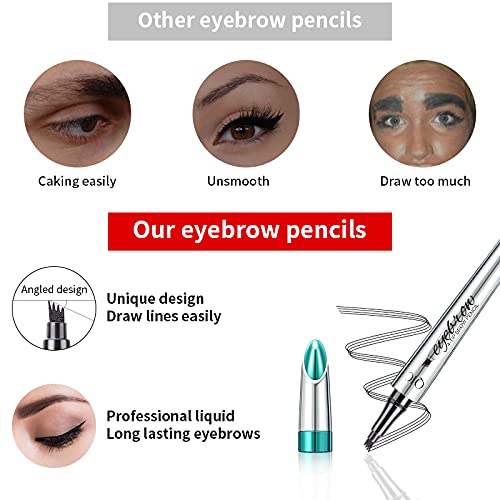 Microblading Eyebrow Pencil, Eyebrow Pen with an Upgrade Micro-Fork Tip Applicator, Waterproof Microblading Brow Pen,Last All Day, Brow Pencil for Natural Looking Brows Makeup (Gray)