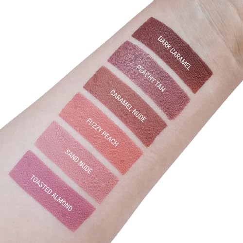 Aromi Pink Nude Matte Liquid Lipstick, Blush Beige Lip Color, Long-lasting Lipstick, Vegan, Cruelty-free, All Day Wear, Handmade (Toasted Almond)