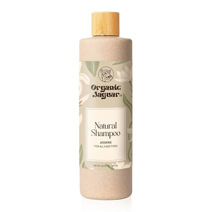 Organic Jaguar Natural Shampoo for Hair Care, Sulfate Free Shampoo with Castor Oil, Jasmine, Glycerin, Aloe Vera & Mild Thickening Agent, Dry to Color Treated to All Hair, 13.5 fl oz