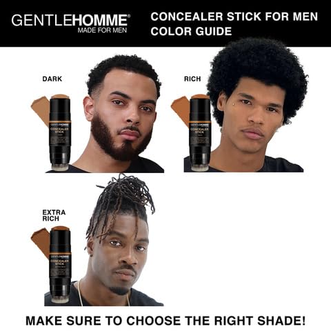 Gentlehomme - Concealer Stick - Men’s 2-in-1 Concealer & Brush - For Blemishes, Dark Circles, Scars, Acne & Uneven Skin Tones - Natural Finish - All Skin Types - Vegan - Extra Rich - 1 Stick