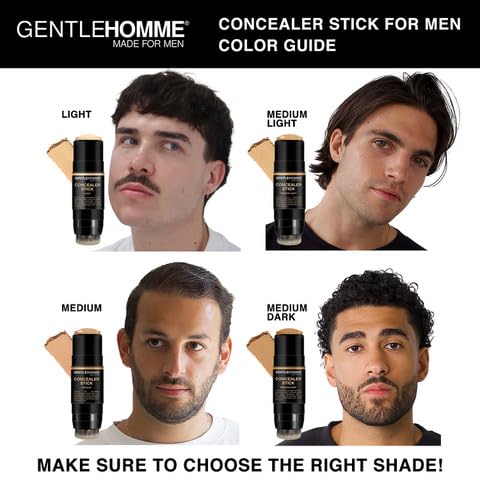 Gentlehomme Men's Concealer Stick with Brush for Dark Circles Eraser, 4 Shades, Light