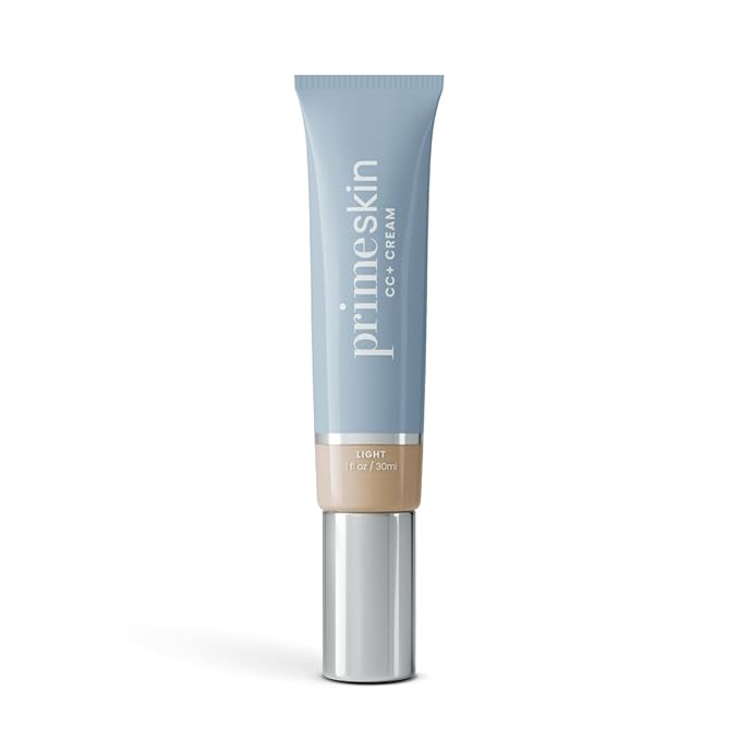 Prime Prometics PrimeSkin CC+ Cream for Mature Women – Lightweight Liquid-to-Powder Foundation – Blurs Pores & Covers Age Spots – Crease-Free, Hydrating & Soft-Matte Finish for Sensitive Skin (Light)