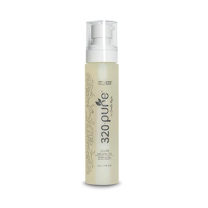 Rev320 320Pure Lustre Argan Oil For Hair 4oz Pump, Aceite de argán para el cabello, Argan Oil Hair Treatment with Pure Argon for Color-Treated, Damaged, Dry, Straight and Curly