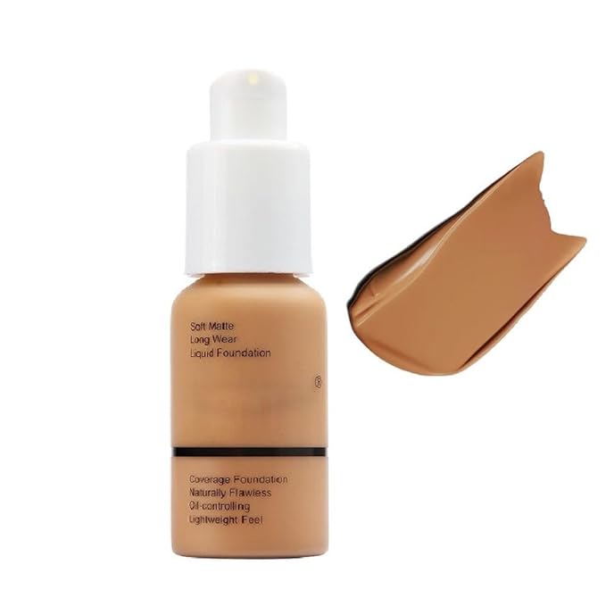 2 Pack Foundation 102# Nude and 103# Warm Peach,Soft Matte Oil Control Liquid Foundation.