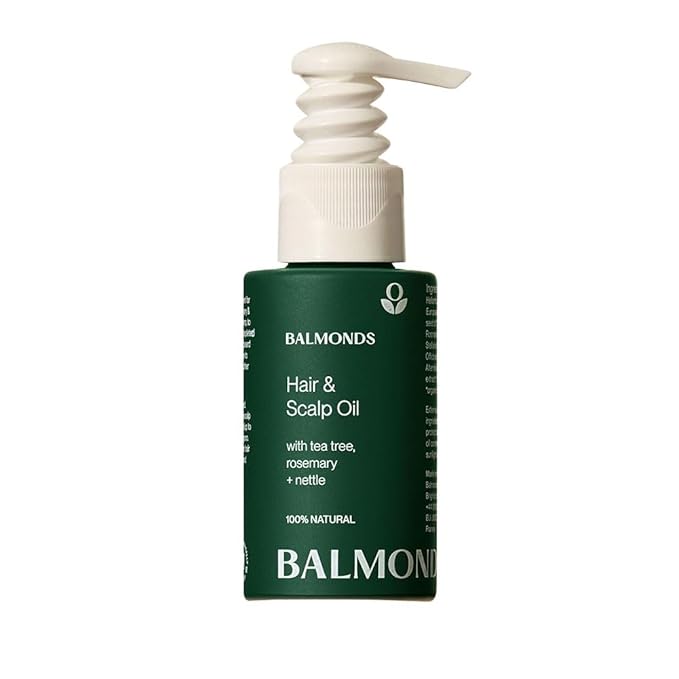 Balmonds Hair, Scalp & Beard Oil 1.7 Oz with Rosemary, Hemp & Tea Tree - Natural Conditioning Treatment for Dry, Itchy Scalps - Nourishes & Moisturizes