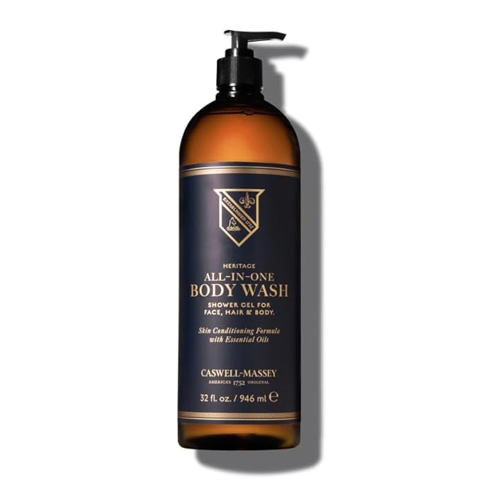 Caswell-Massey All-in-1 Body Wash, Use as a Face Wash, Beard Wash, Shampoo, Body Wash & Shave Gel, Signature Heritage Soap for Men, Made in USA, 32 Fl Oz