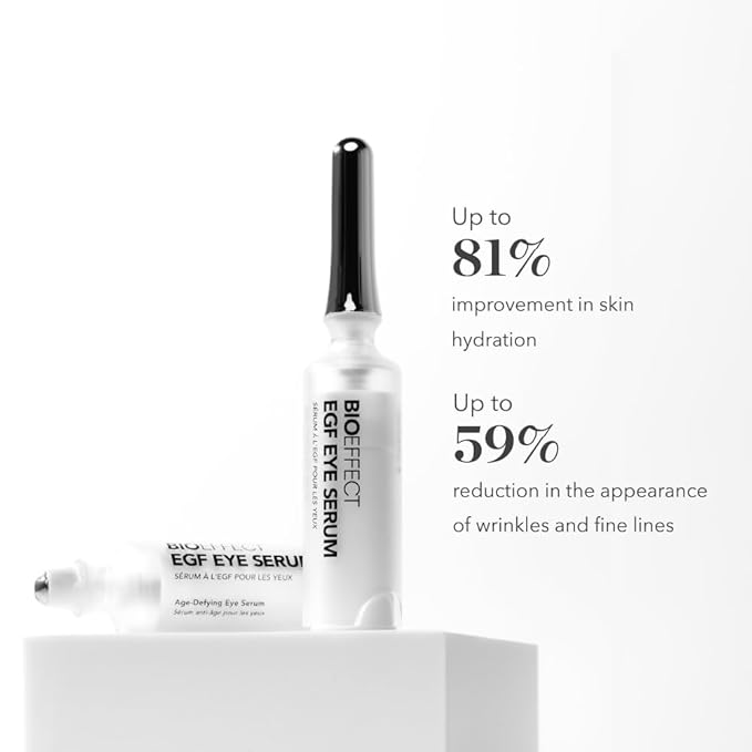 BIOEFFECT EGF Eye Serum Refill Set with Cooling Rollerball (6 ml) and One Refill Cartridge (6ml), Anti-Aging Corrective Gel with Hyaluronic Acid for Puffy Bags, Wrinkles, Fine Lines and Crows Feet