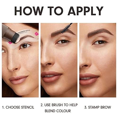 Eyebrow Stamp Stencil Kit - 24PCS Eyebrow Stencils for Perfect Brow, Eyebrow Stamp Long-lasting Waterproof & Smudge-Proof, Eyebrow Kit with Eyebrow Brush for Thin & Thick Brow (Dark Brown)