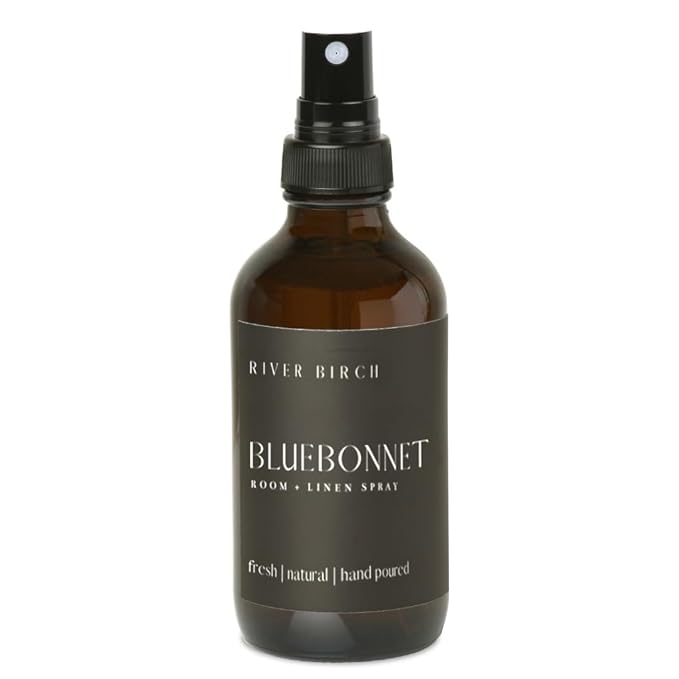 River Birch Bluebonnet Scented Linen and Room Spray | Home Fragrance | 4 oz Glass Amber Bottle | Luxury Signature Scent | Handmade in Texas