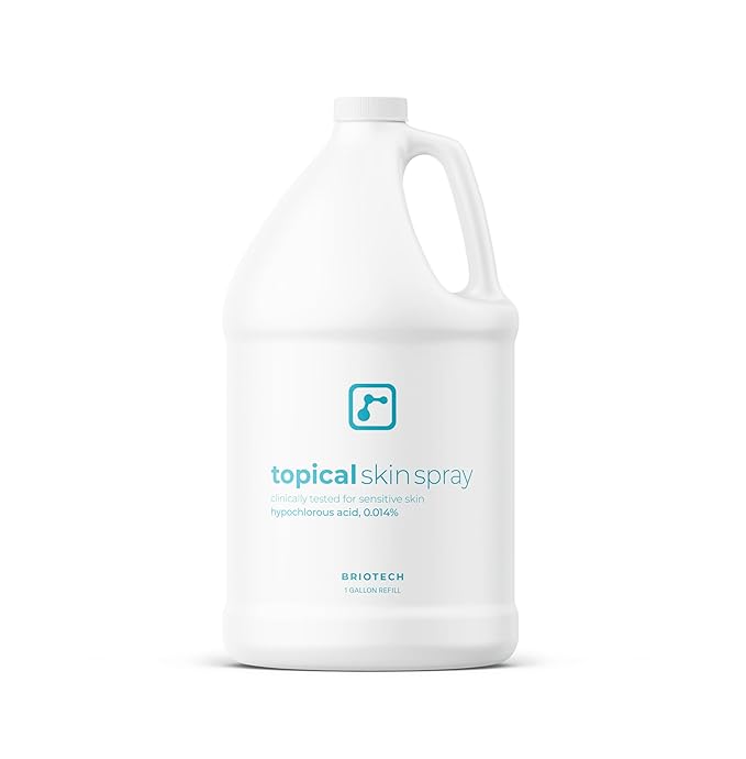 BRIOTECH Topical Skin Spray, Hypochlorous Acid for Sensitive Skin, HOCl Facial Mist, Full Body Support Against Irritation, Calm Redness, Soothe Foot & Scalp, 1 Gallon Refill (1 Pack)