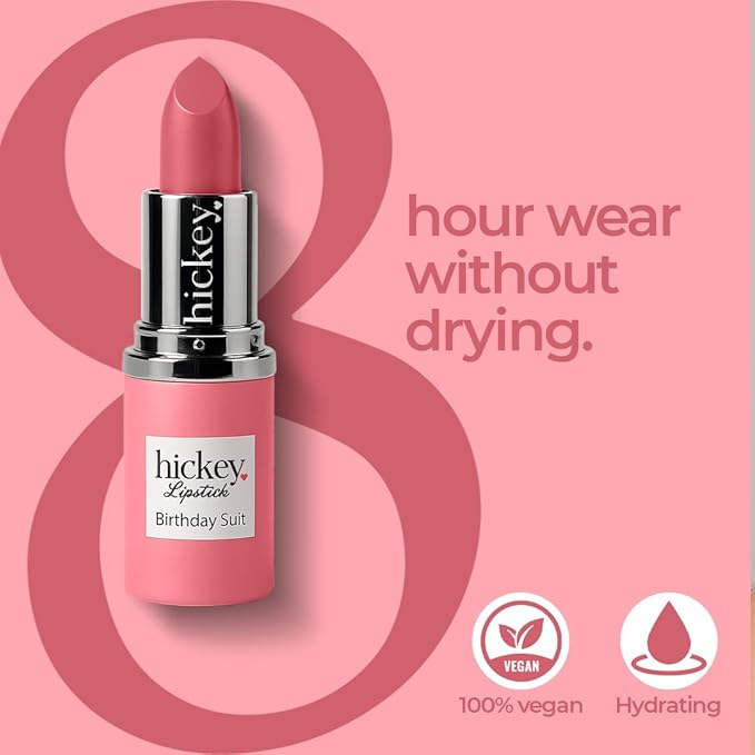 Hickey Lipstick Birthday Suit Best Nude Lipstick Refill - Long Lasting Lipstick for Women, Hydrating & Moisturizing Shade, Lip Color for Women (Birthday Suit Nude)