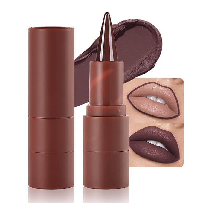 Deep Matte Crayon Lip Liner Lipstick Makeup, Precision Tip Matte Lip Crayon , Longwear Up To 24Hrs,Matt Lip Liner Make Up Smudge-Proof Lip Contour Waterproof for Women (Coffee Bean, Regular)
