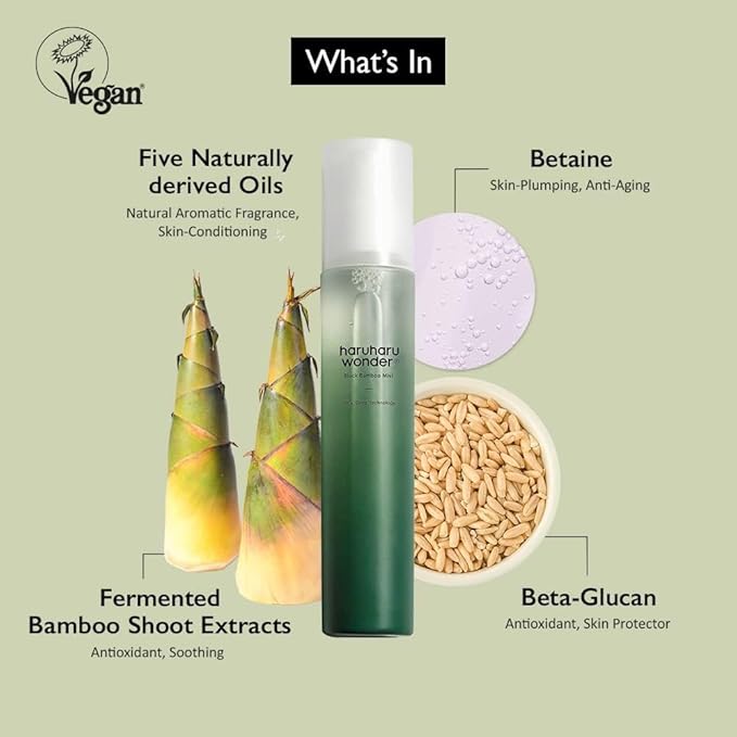 HARUHARU wonder Black Bamboo Mist, 5.07 fl.oz. Hydrating and Firming skin, Panax ginseng for clean and smooth skin surface, Korean Skincare, Vegan, Cruelty Free