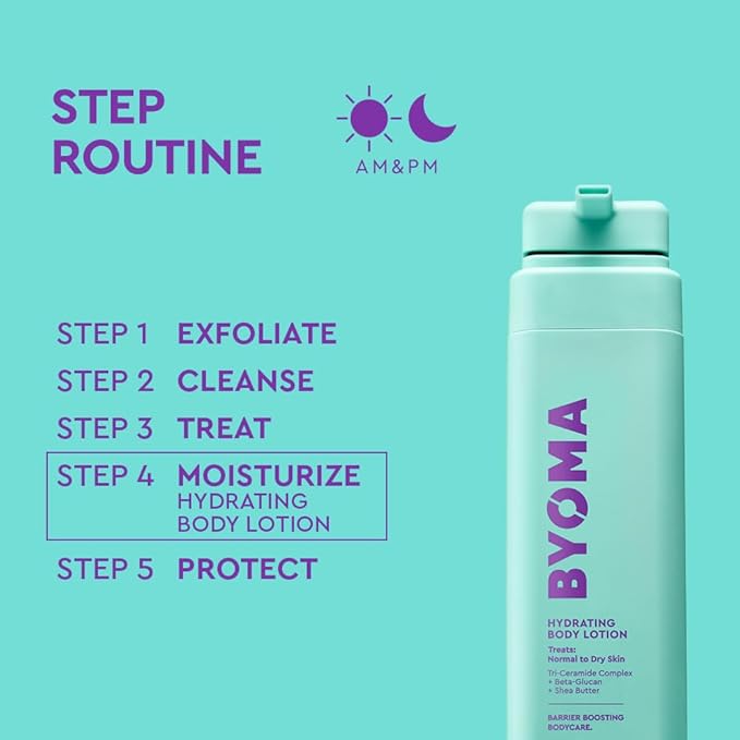 BYOMA Hydrating Body Butter - For Normal to Dry Skin - Hydrating, Creamy Body Lotion with Squalane, Beta Glucan - Cleanses, Softens & Soothes - Skin Barrier Repair - 16.9 fl oz