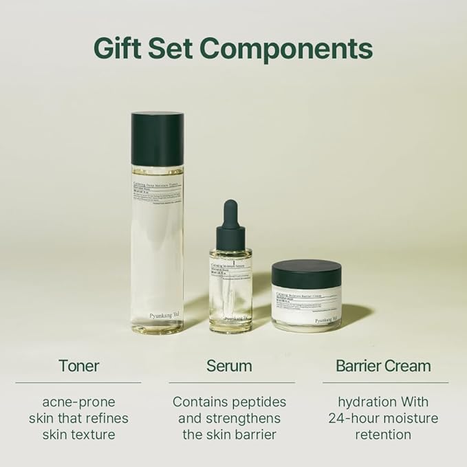 Pyunkang Yul Calming Line Gift Box Set-Korean Facial Skin Care Essential for Daily Moisturizing with Toner, Serum, Cream, Vegan & Cruelty Free Stocking Stuffer Christmas Holiday New Year gift set