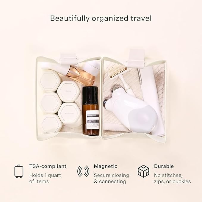 Cadence Parcel - Clear Kit with Magnetic Closure - Durable and Leak-Resistant Travel Toiletry Kit - Modular Design - Hygiene Bag for Travel Essentials - 4 Qt - Pebble