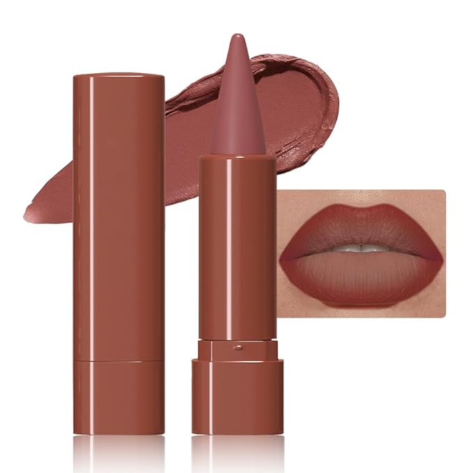 Smokey Topaz Gradient Matte Lipstick Crayon Lip Liner pencil for Women, Flawless Contour Gradual Ombre Effect lip Pencil, Long Lasting Waterproof Smudge Proof Lipstick Pencil 02#
