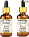 Greenwood Essential Pure Liquorice (Licorice) Oil (Glycyrrhiza glabra) with Two Glass Droppers Cold Pressed (Pack of Two) 50ml X 2 (3.38 oz)