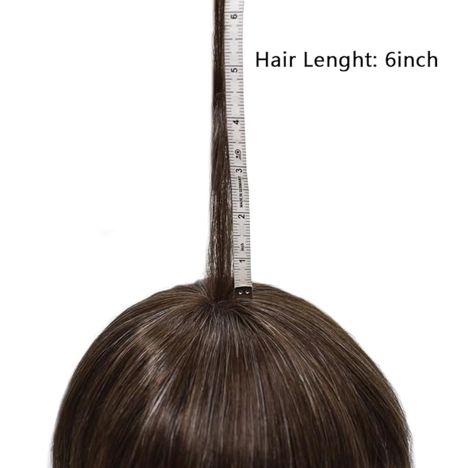 Toupee for Men French Lace Center Human Hair Replacement Systems Transparent Lace Center Hair Piece Mens Toupee Hair Units for Man V-Looped Front 8"X10" #340 3# DARK BROWN WITH 40% SYNTHETIC GREY