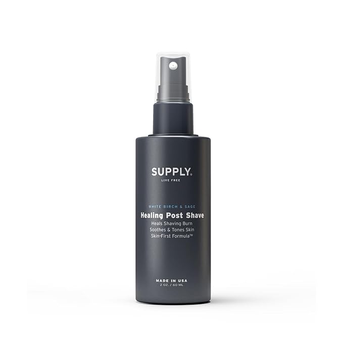 SUPPLY Healing Post Shave- White Birch & Sage After Shave- Alcohol- Free Soothing Formula for Men- Nourishes, Soothes and Boost Cell Repair- for Sensitive and Acne-Prone Skin- 2 oz. Bottle