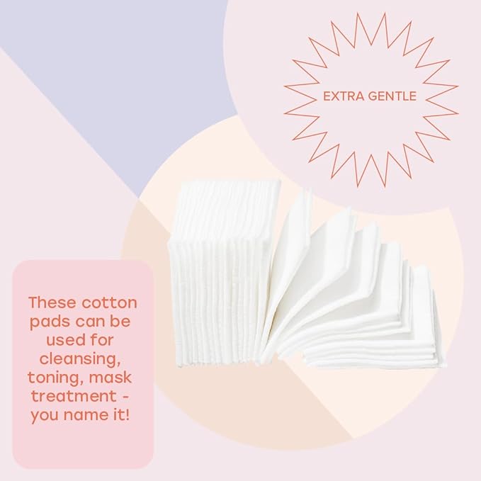 White Rabbit – Naked Cotton Classic – Premium 100% Cotton Pads for Toner Use, Makeup Remover, and Masks | Unbleached, Lint-Free, Extra Soft | Korean Skin Care Product (100 Count)