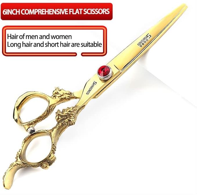 6 inch /7 inch salon professional salon scissors salon hairdresser hair cutting hairstyle pruning tools Japan 440c high hardness stainless steel golden (6 inch 3pc)