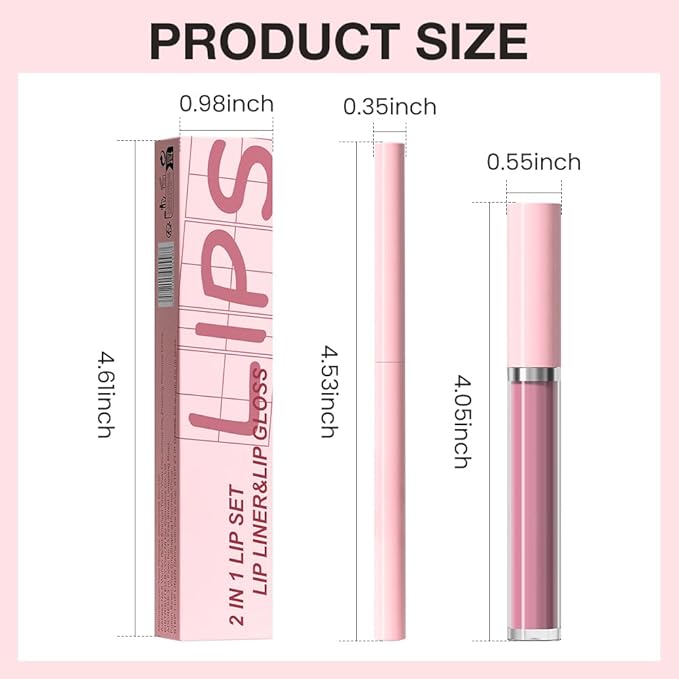 AMY'S DIARY 2pcs Matte Dark Red Lip Liner & Lipstick Makeup Set, Liquid Lipstick 24H and Lip Liner Set Matt Liquid Lips Make Up Waterproof Long Lasting (09#, 2 Pcs Set)