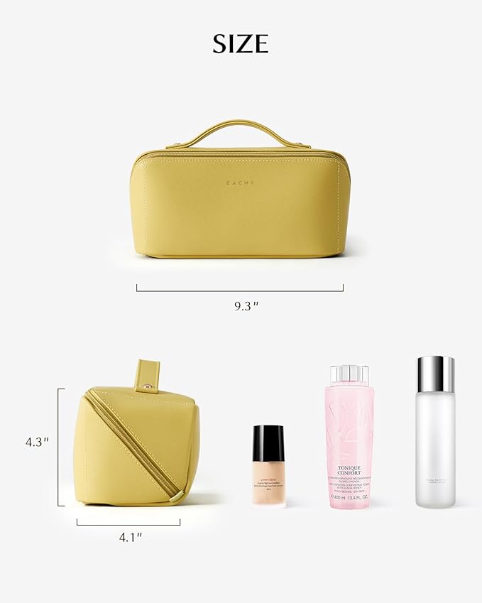 EACHY Travel Makeup Bag,Large Capacity Cosmetic Bags for Women,Waterproof Portable Pouch Open Flat Toiletry Bag Pattern Makeup Bag