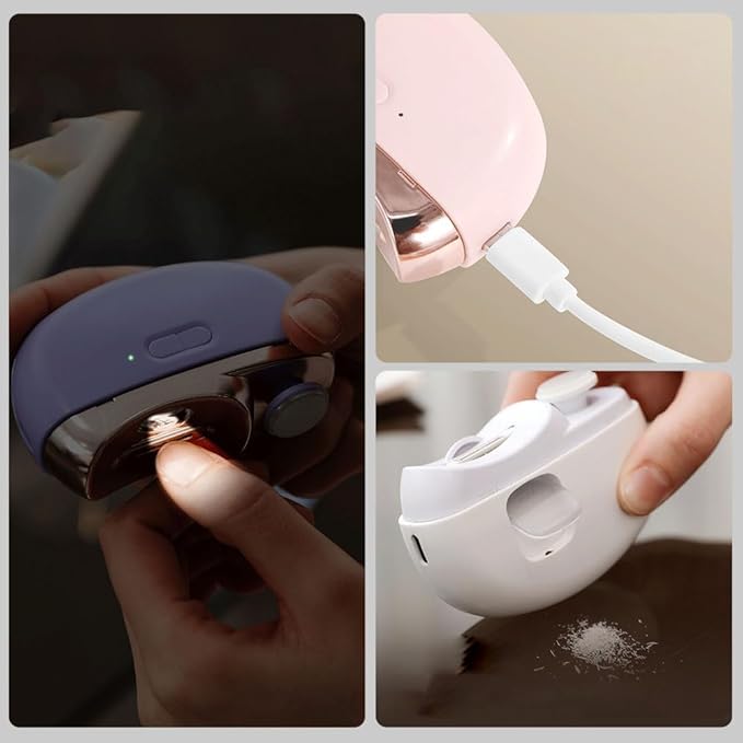 2 in 1 Electric Polishing Automatic Nail Clippers, Electric Nail Trimmer Electric Nail Clipper with 2 Adjustable Speeds, Nail Trimmer for Seniors, Kids, Adults (Purple)