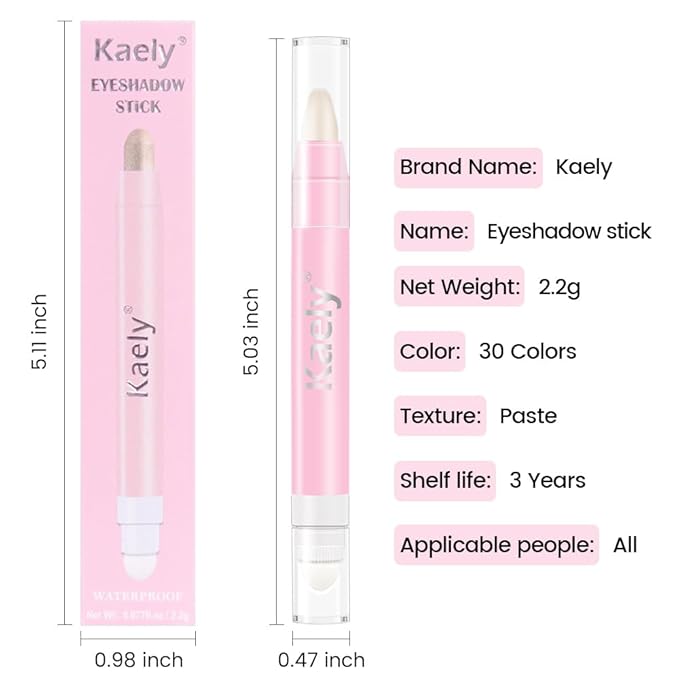 evpct 2Pcs Cream Eye Shadow Brightener Sticks Set for Eyes Waterproof, Champagne & Blonde Shimmer Cream Eyeshadow Applicator Stick Long Lasting Pigmented Eye Makeup sombras en crema para ojos 17+38