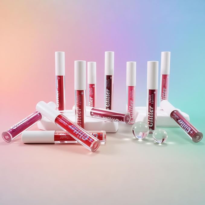 AMY'S DIARY Glitter Liquid Lipstick, Shimmer Metallic Lip Gloss, Long-Lasting Waterproof Lip Color, High Shine Sparkle Makeup,Lip makeup for woman (Burnt Coral Glow5#)