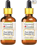 Greenwood Essential Pure Saffron Essential Oil (Crocus sativus) with Two Glass Droppers Steam Distilled (Pack of Two) 5ml X 2 (0.33 oz)