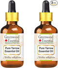 Greenwood Essential Pure Yarrow Essential Oil (Achillea millefolium) with Two Glass Droppers Steam Distilled (Pack of Two) 10ml X 2 (0.66 oz)
