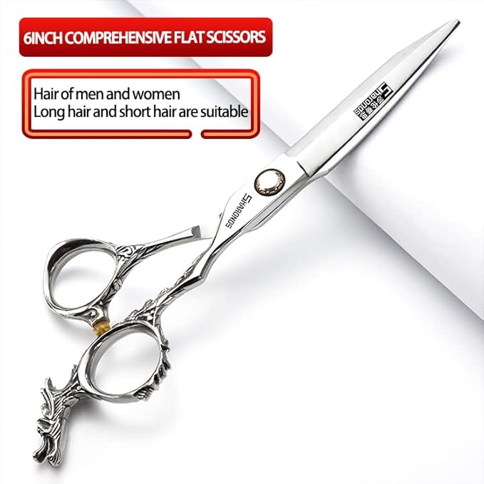 Sharonds 6/7 inch Professional Hair Cutting Scissors Set Hair Cutting Scissors Thinning Teeth Shears Set,Sliver Scissors,Barber,Salon,Hairdressing Scissors Kit,Japanese 440C Scissors (6-inch 4pc-A)