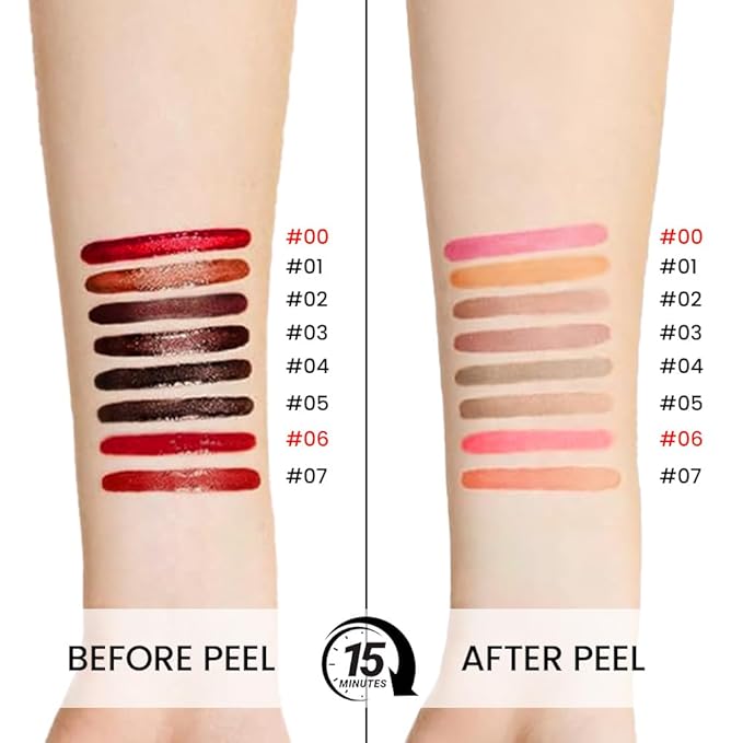 2Pcs Matte Lip Stain Peel Off Lip liner with Tweezer, Peel Off Lip Stain, Long Lasting Waterproof Lipstick Lip Gloss Tattoo, Transfer-proof for All Skin Types (0.24 fl oz-00#+06#)