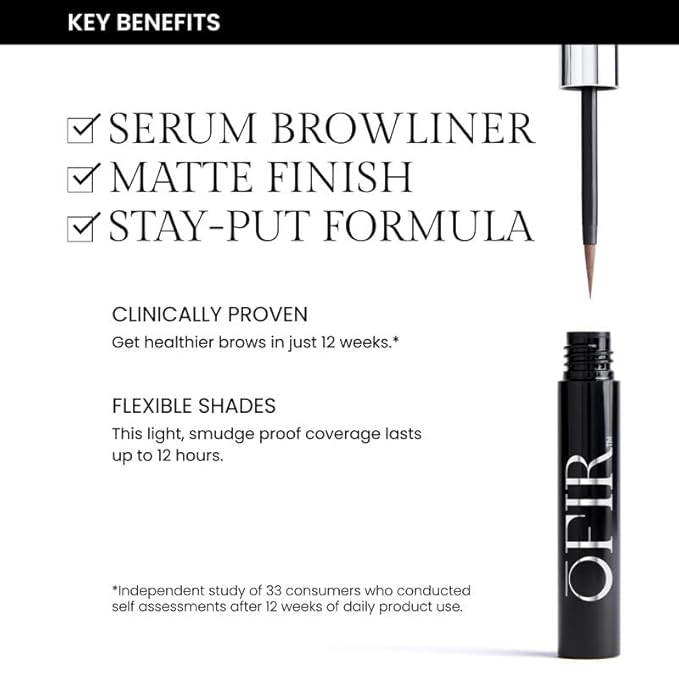 OFIR Brow Tonic Serum Browliner | Smudge-Proof Matte Finish | Hybrid Makeup & Skincare with Hyaluronic Acid & Plant Extracts | Strengthening | Cruelty-Free Brow Serum | Sumac - Cool Brown, 0.057 Oz