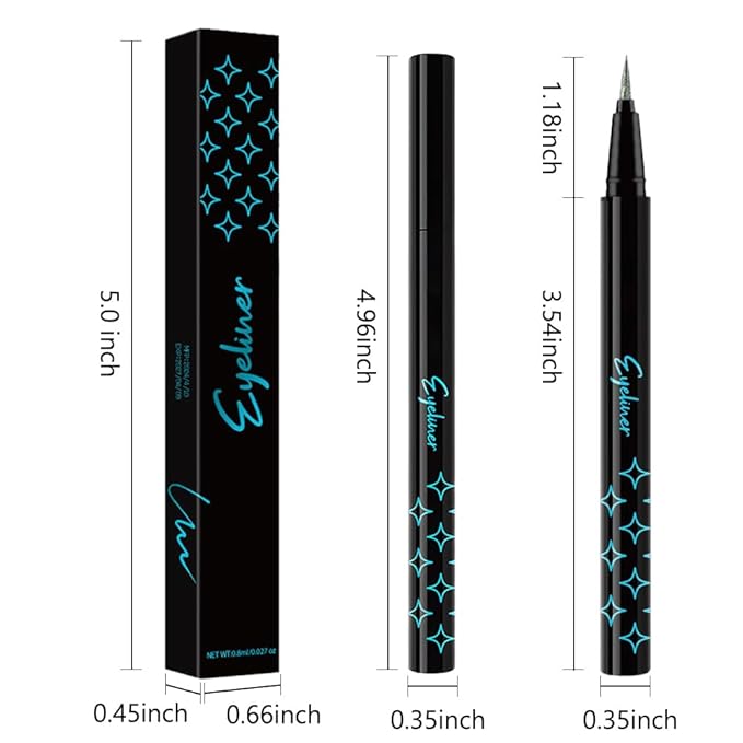 evpct 1Pcs Emerald Dark Green Glitter Shimmer Liquid Eyeliner Eye Shadow Makeup Pencil, Green Face Body Glitter Fake Eyelashes Lashes Mascara Accessories, Sparkle Metallic Colored Eyeliner Waterproof