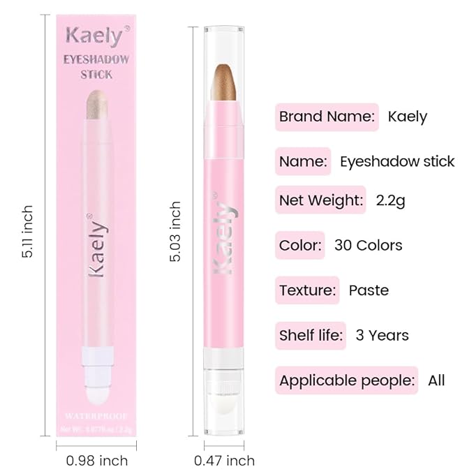 Kaely 2in1 Cream Eye Shadow Brightener Sticks for Eyes, Pencil Eyeshadow Applicator Stick Waterproof Pigmented, Eye Shadow Palette Highlighter Makeup, sombras para ojos, 20 Bronze Shimmer