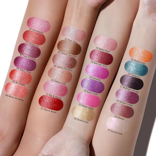 Oulac Metallic Light Pink & Sheer Lipstick Set - 2PCS Vegan Lightweight Hydrating Formula with High Impact Lip Color for Full Coverage Lip Makeup, Christmas Gifts for Women, 13+27