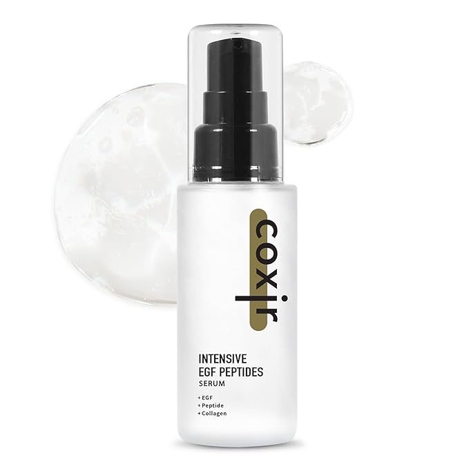 coxir INTENSIVE EGF PEPTIDES SERUM l EGF(Epidermal Growth Factor)-Firming, Smoothing & Hydration with Peptides and EGF–Fragrance-Free for Sensitive Skin l Korean Skincare (1.69 Fl Oz (Pack of 1)