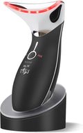 Ms.W Red Light Neck Face Massager, Facial Massager with Hot & Cold Modes for Skin Care, Vibration for Skin Tightening and Rejuvenation（Black）