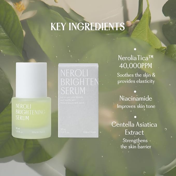 PINKWONDER Neroli Serum 1.01oz (30ml), Niacinamide and Neroli Extract for Glowing Skin, Improve Uneven Skin Tone, Hydrating and Radiance, Suitable for Sensitive Skin, Korean Skincare