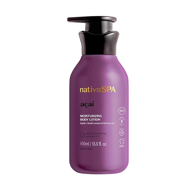 Nativa SPA by O Boticário, Açaí Moisturizing Body Lotion | Long-Lasting Hydration and Lightweight, Fragranced Moisturizer, 13.5 Ounce