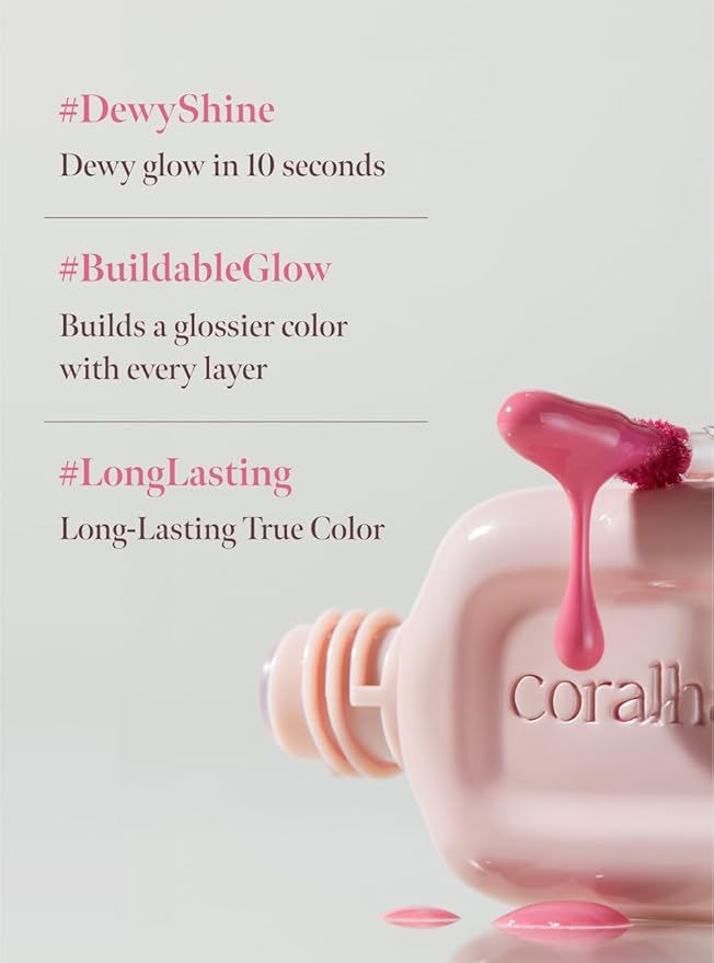Dew Drop Tint #208 Lure 4.5g, Glossy, Lightweight Lip Stain, Glass-Like, High Shine, Moisturizing Lip Oil, Long Lasting Color, Hydrating Gloss, Dewy Finish, Korean Beauty Makeup