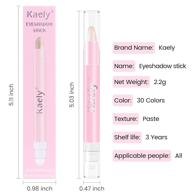evpct 2Pcs Cream Eye Shadow Brightener Sticks Set for Eyes Waterproof, Champagne Shimmer & Pearl Shimmer Cream Eyeshadow Applicator Stick Long Lasting Pigmented Eye Makeup sombras en crema para ojos