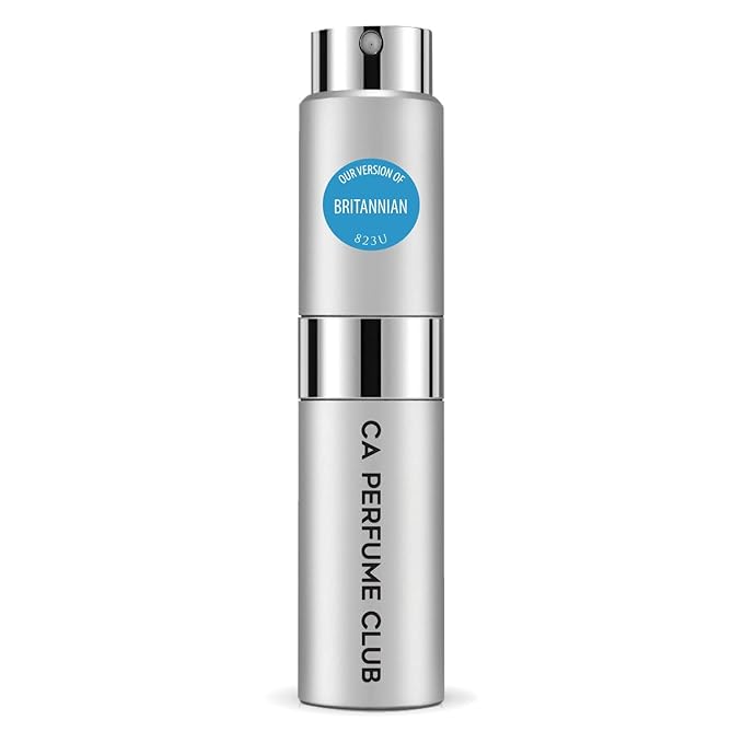CA Perfume Impression of Britannian for Women and Men Amber Scent Long Lasting Unisex Fragrance Eau De Parfum Travel Size Refillable Atomizer Spray 0.27 Fl Oz 8ml